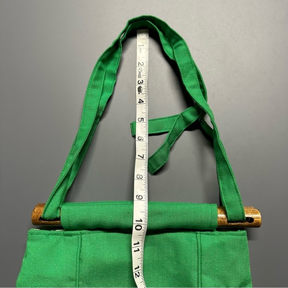 Vintage Jeanne Bouchever Purse - Wooden Hand Bag - Green Retro Handle Pouch - Picture 10 of 12